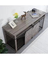 Modern Double Dog Crate Furniture with Storage