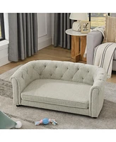 Beige Linen Pet Sofa