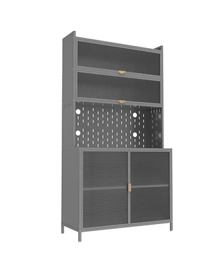 Streamdale Furniture 73" Kitchen Pantry Cabinet, Flip Door, Adjustable Shelves (Grey)
