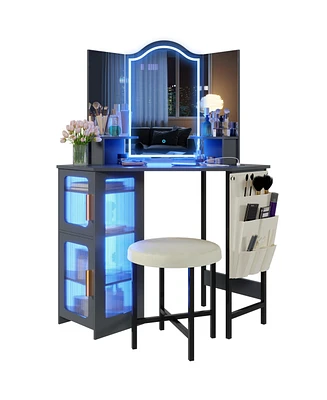 Vlsrka Vanity Makeup Desk with Mirror and Lights