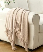 Battilo Lifestyle Chenille Throw with Fringe Tassels, 50" x 60"