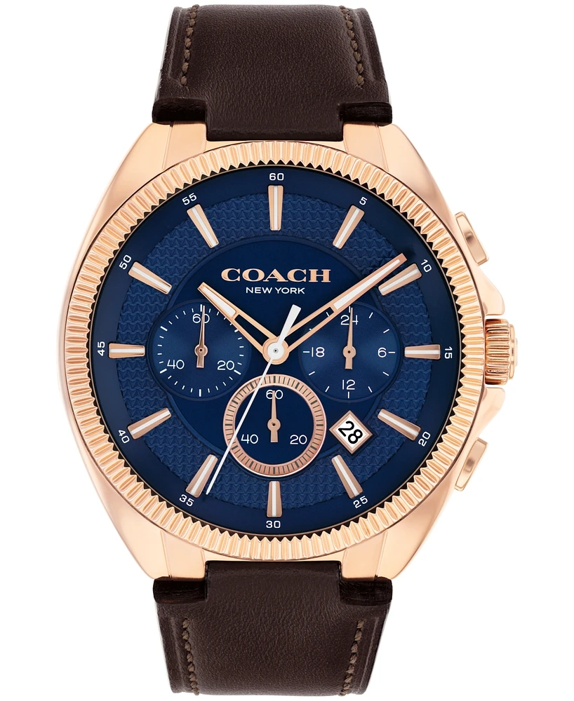 Coach Men's Jackson Dark Brown Leather Calfskin Bracelet Watch, 44mm