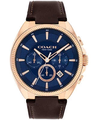 Coach Men's Jackson Dark Brown Leather Calfskin Bracelet Watch, 44mm