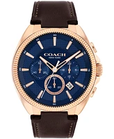 Coach Men's Jackson Dark Brown Leather Calfskin Bracelet Watch, 44mm