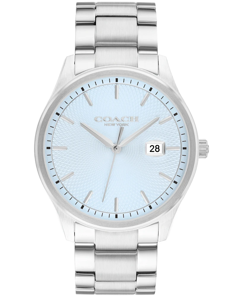 Coach Men's Oliver Silver Tone Stainless Steel Bracelet Watch, 41mm