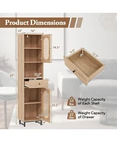 Volenca 67 Inch Tall Bathroom Cabinet Pe Rattan Floor Cabinet with 2 Doors