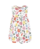 Hudson Baby Girls Cotton Dress and Cardigan Set, Mauve Modern Botanical