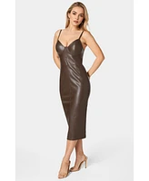 Bebe Women's Laux Leather Bustier Midi Dress