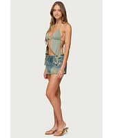 Edikted Women's Safi Backless Split Front Halter Top
