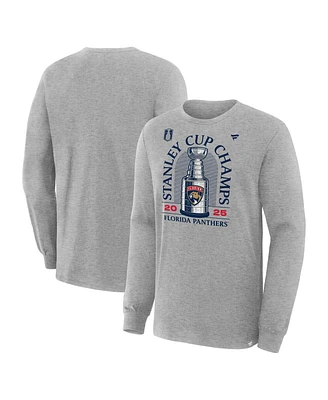 Fanatics Men's Heather Gray Florida Panthers 2025 Stanley Cup Champions Locker Room Long Sleeve T-Shirt