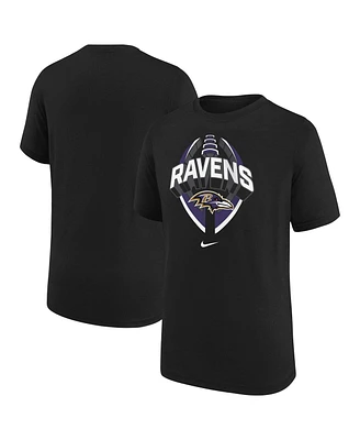 Nike Big Boys and Girls Black Baltimore Ravens Icon Legend T-Shirt