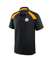 Fanatics Men's Black Pittsburgh Steelers Back Around Raglan Polo Shirt