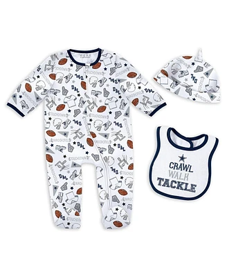 Wear by Erin Andrews Baby Boys and Girls Dallas Cowboys Sleep Play with Bib Fun Hat Set