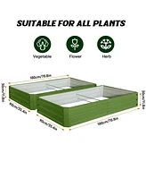 Streamdale Furniture Metal Garden Bed 6x3x1 ft (2 Pack) - Green