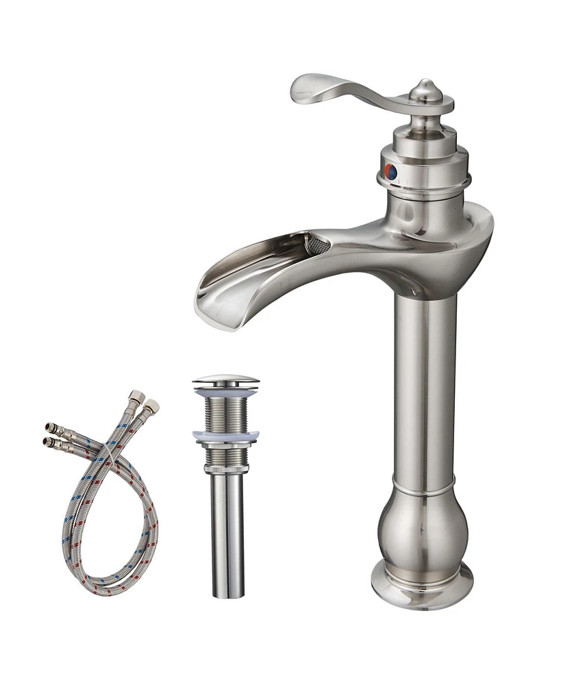 Greenspring Waterfall Single Hole Single-Handle Vessel Bathroom Faucet in Brushed Nickel
