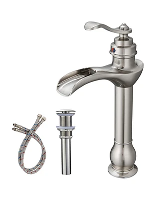 Greenspring Waterfall Single Hole Single-Handle Vessel Bathroom Faucet in Brushed Nickel