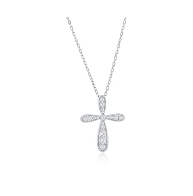 Sterling Silver, Cross Cz Necklace