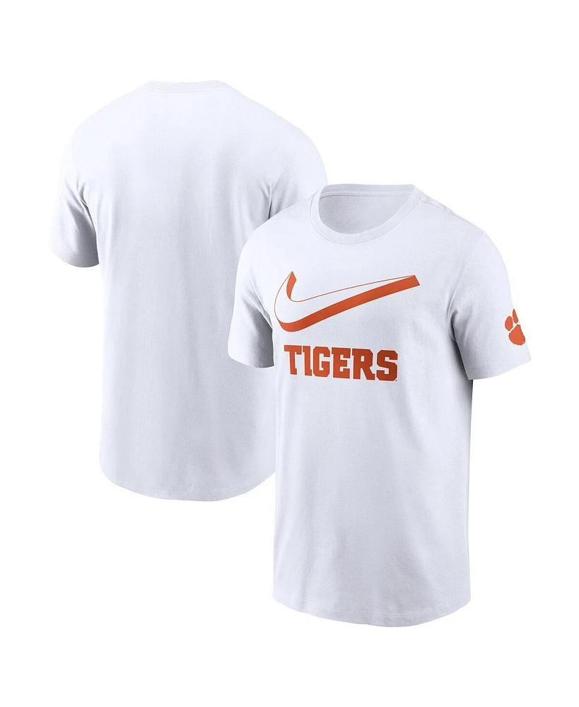 Nike Men's White Clemson Tigers Primetime 2-Hit Swoosh T-Shirt