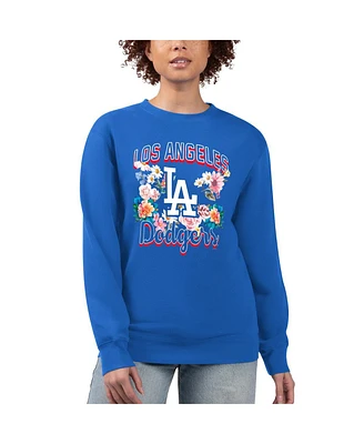 G-iii 4Her by Carl Banks Women's Royal Los Angeles Dodgers Flowers Graphic Pullover Sweatshirt