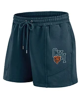 Wear by Erin Andrews Women's 2-Piece Navy Chicago Bears Washed Fleece Long Sleeve T-Shirt and Shorts Lounge Set