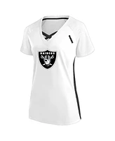 Fanatics Women's White Las Vegas Raiders Plus Glitter Lace-Up V- Neck T-Shirt