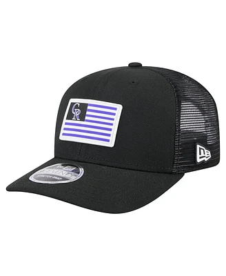New Era Men's Black Colorado Rockies Flag 9SEVENTY Stretch-Snap Hat