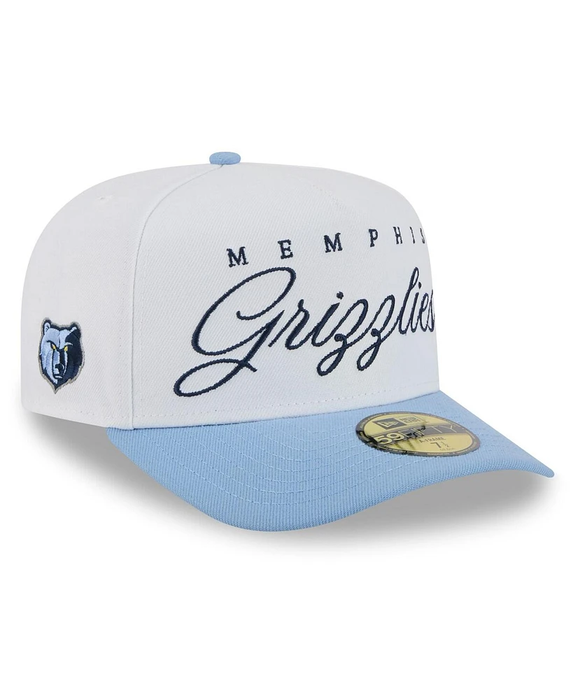 New Era Men's White/Light Blue Memphis Grizzlies 2025 Nba Draft A-Frame 59FIFTY Fitted Hat