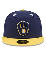 New Era Men's Navy/Gold Milwaukee Brewers 2025 Mlb All-Star Game Side Patch 59FIFTY Fitted Hat