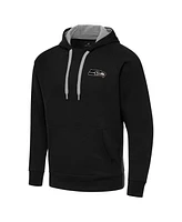 Antigua Men's Black Seattle Seahawks Brushed Carbon Victory Pullover Hoodie