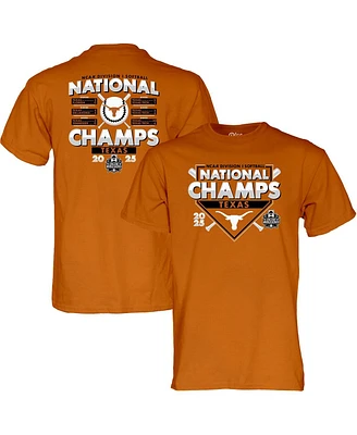 Blue 84 Men's and Women's Texas Orange Longhorns 2025 Ncaa Softball College World Series Champions Schedule T-Shirt