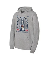 Fanatics Big Boys and Girls Heather Gray Florida Panthers 2025 Stanley Cup Champions Locker Room Pullover Hoodie