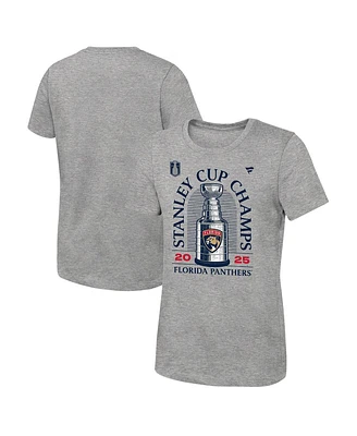 Fanatics Big Boys and Girls Heather Gray Florida Panthers 2025 Stanley Cup Champions Locker Room T-Shirt