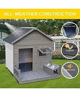 Streamdale Furniture Large Balcony Dog House with Terrace & Cleaning Mat
