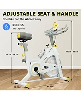 Streamdale Furniture Indoor Exercise Bike Cycling Bike with Comfortable Seat Cushion Yellow+White