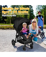 Costway High Landscape Baby Stroller Pushchair with Expandable & Footmuff Canopy 20 lbs. 0-3 Years