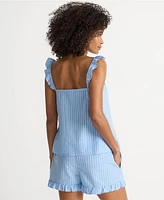Lands' End Women's Poplin 2 Piece Pajama Set - Tank Top and Shorts
