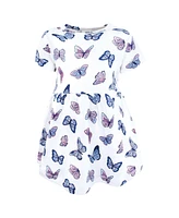 Hudson Baby Girls Cotton Dresses, Blue Butterflies