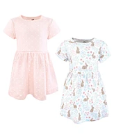 Hudson Baby Infant and Toddler Girls Cotton Dresses, Floral Bunnies