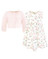 Hudson Baby Toddler Girls Cotton Dress and Cardigan Set