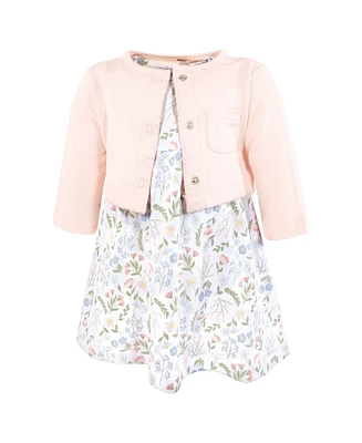 Hudson Baby Girls Cotton Dress and Cardigan Set