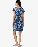 Lauren Ralph Flutter Sleeve Keyhole Neck Nightgown