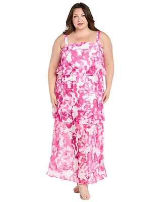 R & M Richards Plus Printed Sleeveless Maxi Dress