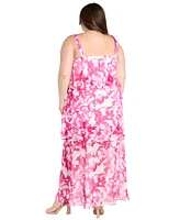 R & M Richards Plus Printed Sleeveless Maxi Dress