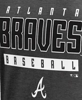 Fanatics Mto Label Women's Ash Atlanta Braves Charcoal Stack V-Neck T-Shirt