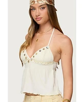 Edikted Women's Textured Iridescent Babydoll Halter Top