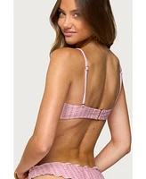 Edikted Women's Pip Striped Ruffle Cupped Bikini Top