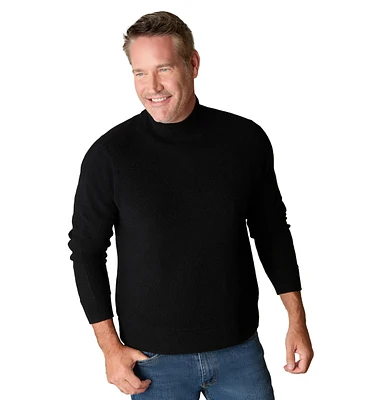 LuxLined Men's Itch-Free Merino Wool Mock Neck Sweater with Soft Inner Lining