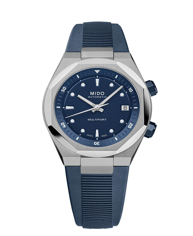 Mido Unisex Multifort 8 Blue Rubber Swiss Automatic Watch, 40mm