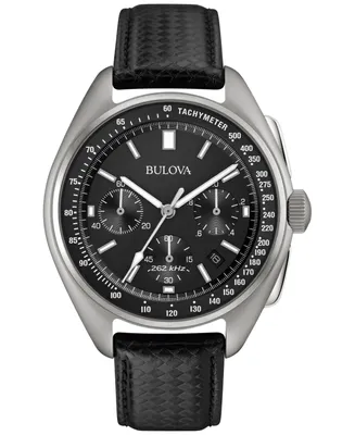 Limited Edition Bulova Men's Special Edition Lunar Pilot Chronograph Black Leather Strap & Nylon Strap Watch 45mm 96B251