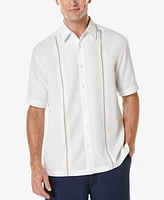 Cubavera Men's Pick Stitch Panel Short Sleeve Button-Down Shirt